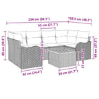 Gartensofa-set mit Kissen 7 pcs Grau Poly-Rattan