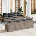 Gartensofa-set mit Kissen 9 pcs Grau Poly-Rattan