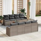 Gartensofa-set mit Kissen 9 pcs Grau Poly-Rattan