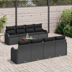 Gartensofa-set mit Kissen 9 pcs Schwarz Poly-Rattan
