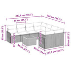 Gartensofa-set mit Kissen 9 pcs Grau Poly-Rattan