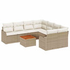 Gartensofa-set mit Kissen 9 pcs Beige Poly-Rattan