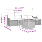 Gartensofa-set mit Kissen 6 pcs Grau Poly-Rattan