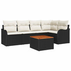 Gartensofa-set mit Kissen 6 pcs Schwarz Poly-Rattan