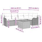 Gartensofa-set mit Kissen 6 pcs Schwarz Poly-Rattan