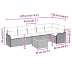 Gartensofa-set mit Kissen 7 pcs Grau Poly-Rattan