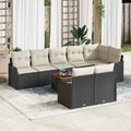 Gartensofa-set mit Kissen 9 pcs Schwarz Poly-Rattan
