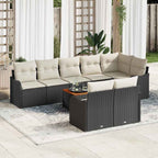 Gartensofa-set mit Kissen 9 pcs Schwarz Poly-Rattan