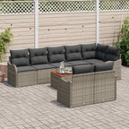 Gartensofa-set mit Kissen 9 pcs Grau Poly-Rattan