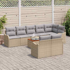 Gartensofa-set mit Kissen 9 pcs Beige Poly-Rattan