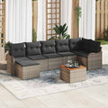 Gartensofa-set mit Kissen 8 pcs Grau Poly-Rattan