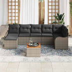 Gartensofa-set mit Kissen 8 pcs Grau Poly-Rattan