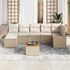 Gartensofa-set mit Kissen 8 pcs Beige Poly-Rattan