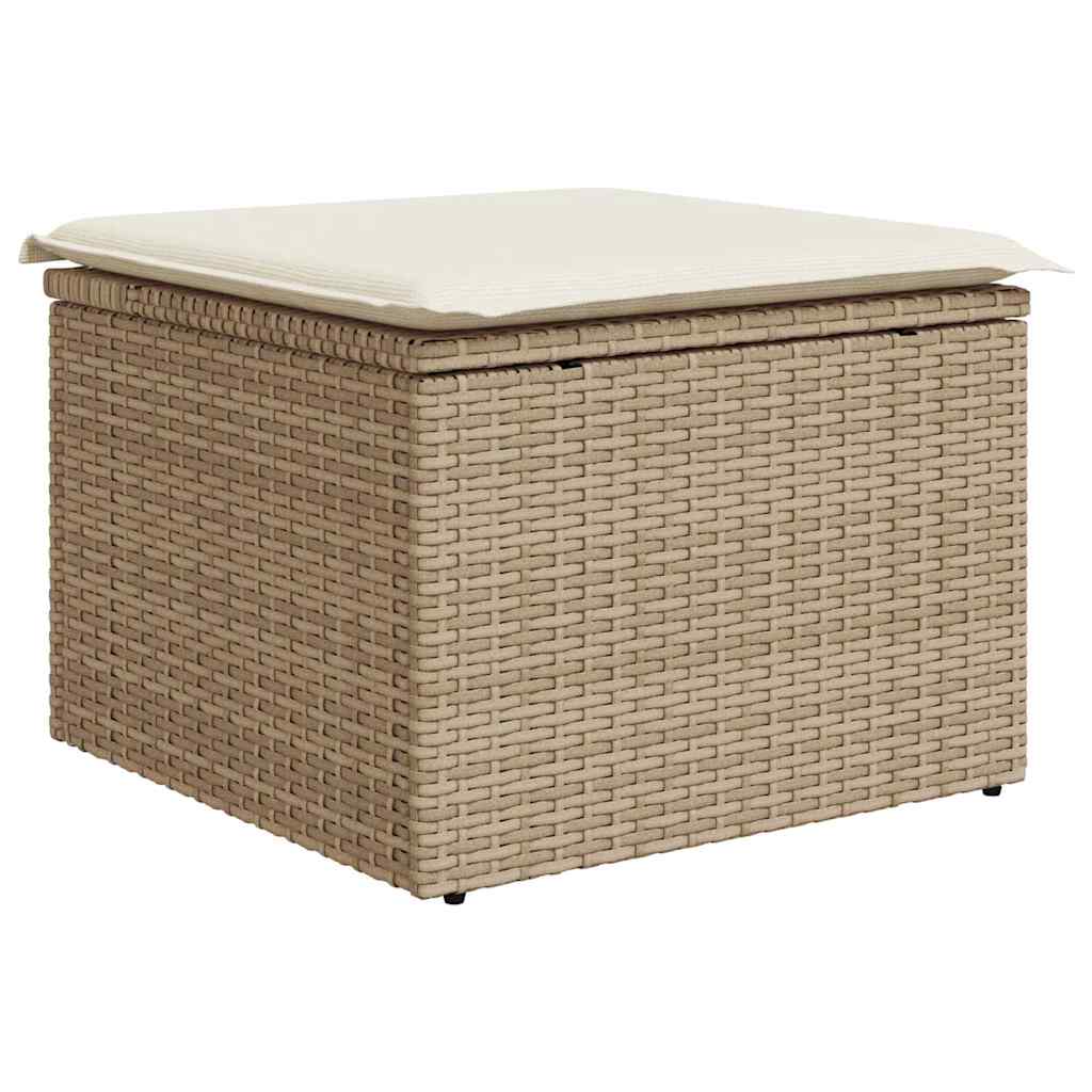 Gartensofa-set mit Kissen 9 pcs Beige Poly-Rattan