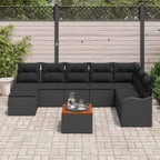 Gartensofa-set mit Kissen 9 pcs Schwarz Poly-Rattan