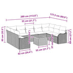 Gartensofa-set mit Kissen 10 pcs Grau Poly-Rattan