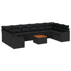 Gartensofa-set mit Kissen 11 pcs Schwarz Poly-Rattan