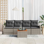 Gartensofa-set mit Kissen 5 pcs Grau Poly-Rattan