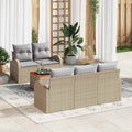 Gartensofa-set mit Kissen 6 pcs Beige Poly-Rattan