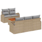 Gartensofa-set mit Kissen 6 pcs Beige Poly-Rattan
