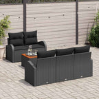 Gartensofa-set mit Kissen 6 pcs Schwarz Poly-Rattan