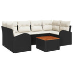 Gartensofa-set mit Kissen 7 pcs Schwarz Poly-Rattan