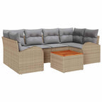 Gartensofa-set mit Kissen 7 pcs Beige Poly-Rattan