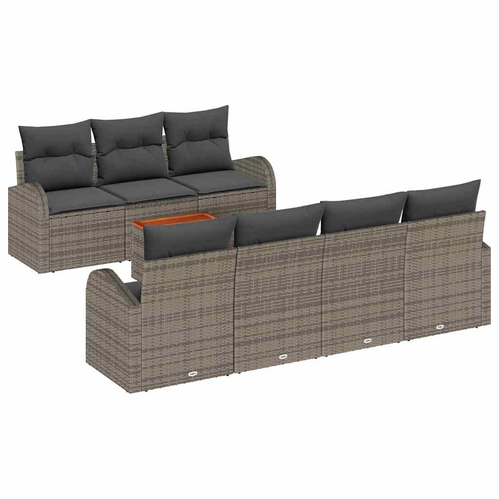 Gartensofa-set mit Kissen 8 pcs Grau Poly-Rattan