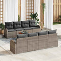Gartensofa-set mit Kissen 9 pcs Grau Poly-Rattan