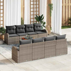 Gartensofa-set mit Kissen 9 pcs Grau Poly-Rattan
