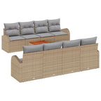 Gartensofa-set mit Kissen 9 pcs Beige Poly-Rattan