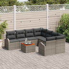 Gartensofa-set mit Kissen 9 pcs Grau Poly-Rattan