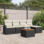 Gartensofa-set mit Kissen 6 pcs Schwarz Poly-Rattan