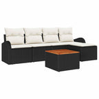 Gartensofa-set mit Kissen 6 pcs Schwarz Poly-Rattan
