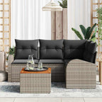 Gartensofa-set mit Kissen 5 pcs Grau Poly-Rattan