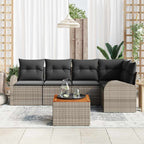 Gartensofa-set mit Kissen 6 pcs Grau Poly-Rattan