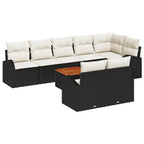 Gartensofa-set mit Kissen 9 pcs Schwarz Poly-Rattan