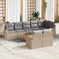 Gartensofa-set mit Kissen 9 pcs Beige Poly-Rattan