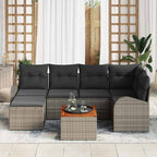 Gartensofa-set mit Kissen 7 pcs Grau Poly-Rattan