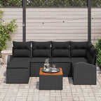 Gartensofa-set mit Kissen 7 pcs Schwarz Poly-Rattan