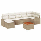 Gartensofa-set mit Kissen 8 pcs Beige Poly-Rattan