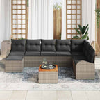 Gartensofa-set mit Kissen 9 pcs Grau Poly-Rattan