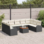 Gartensofa-set mit Kissen 10 pcs Schwarz Poly-Rattan