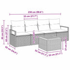 Gartensofa-set mit Kissen 5 pcs Schwarz Poly-Rattan