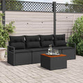 Gartensofa-set mit Kissen 5 pcs Schwarz Poly-Rattan