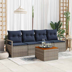 Gartensofa-set mit Kissen 5 pcs Grau Poly-Rattan