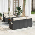 Gartensofa-set mit Kissen 6 pcs Schwarz Poly-Rattan