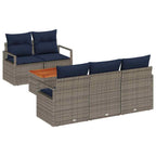 Gartensofa-set mit Kissen 6 pcs Grau Poly-Rattan