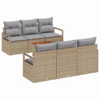 Gartensofa-set mit Kissen 7 pcs Beige Poly-Rattan
