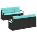 Gartensofa-set mit Kissen 7 pcs Schwarz Poly-Rattan